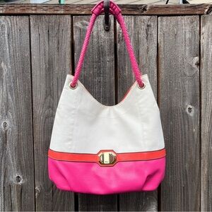 Plum pink colorblock purse hand bag medium
